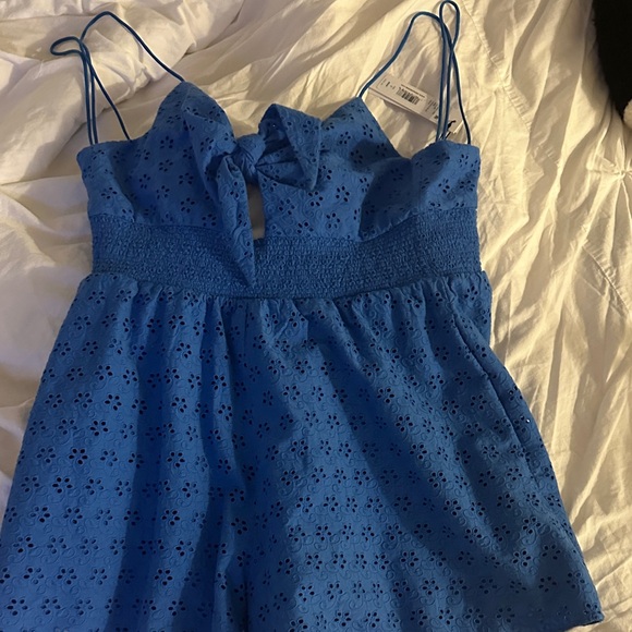 Alice + Olivia Blue Eyelet Romper